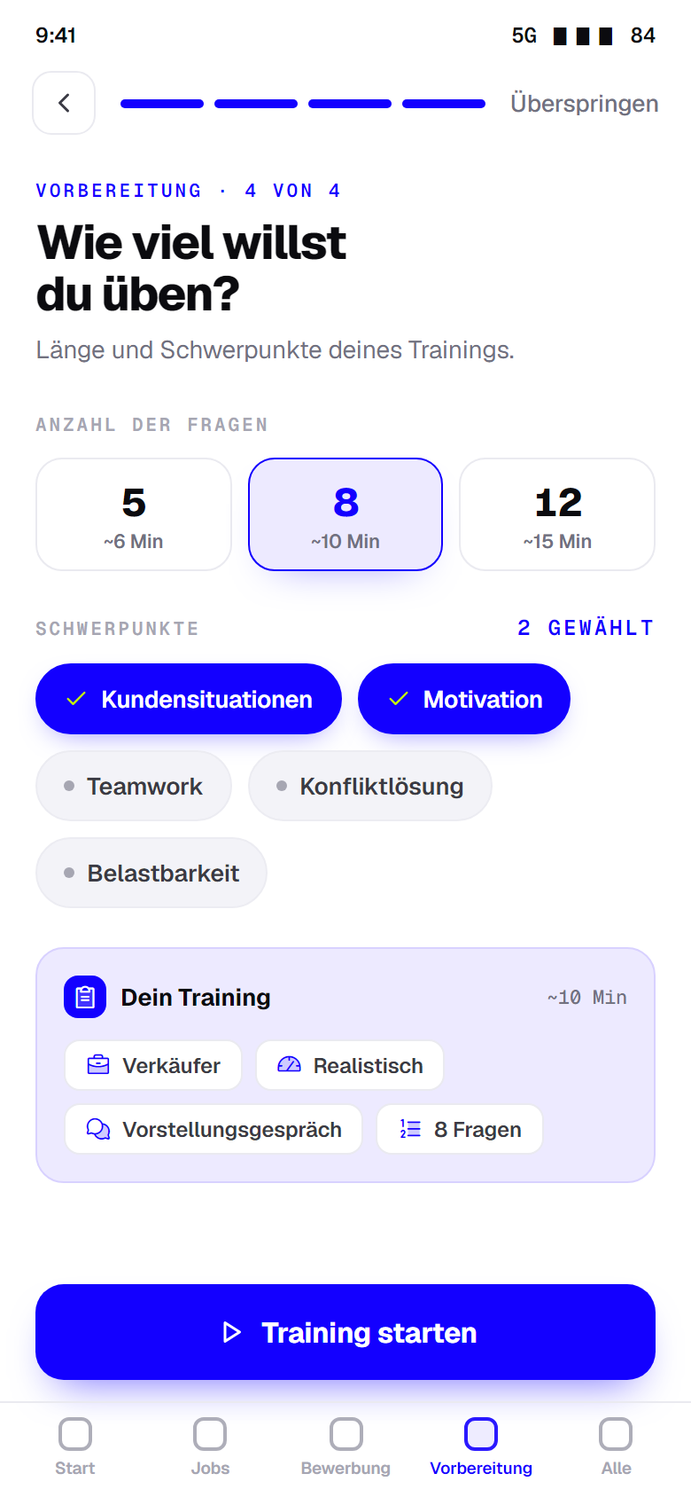 Setup · Umfang